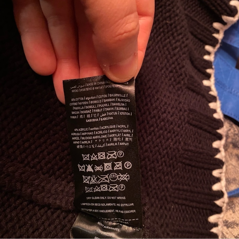 Guess knit long cardigan open front embroidered floral details heavy - Picture 15 of 16